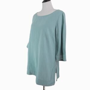 Soft Surroundings Size S Cotton Gauze Tunic 3/4 Sleeve Seafoam Green